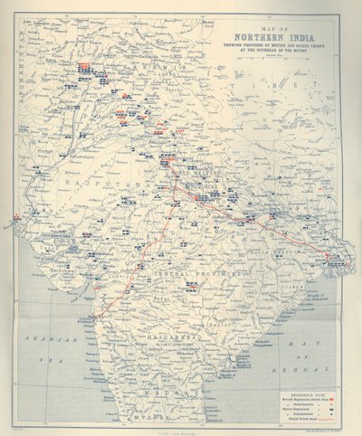 Pohjois-Intian kartta, 1901. tekijältä John Bartholomew