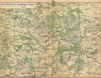 Dukeries & Sherwood Forest, 1900-luku tekijältä John Bartholomew