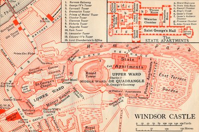 Windsorin linna, 1900-luku tekijältä John Bartholomew