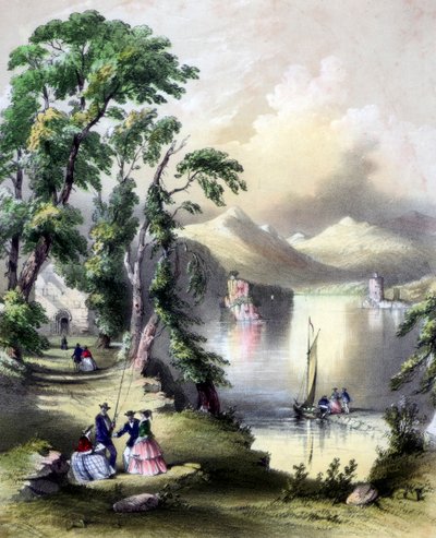 Killarneyjärvi ja Innisfallen Abbeyn rauniot, Irlanti, 1800-luku. tekijältä John Brandard
