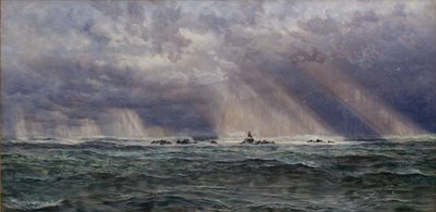 North West Gale Longshipsin majakan edustalla, 1873. tekijältä John Brett