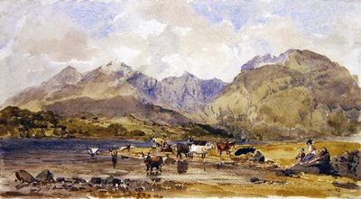Loch Awe, Skotlanti (akvarelli paperille) tekijältä John Brett