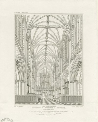 Interior de la catedral de Lichfield - Cor: gravat, nd [c 1820] (impressió) tekijältä John Britton