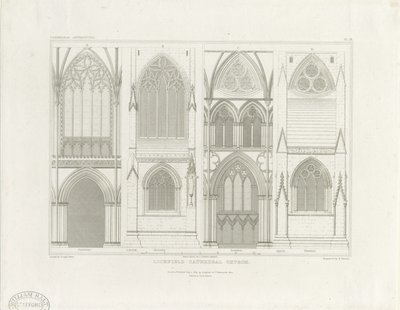 Lichfieldin katedraalin sisustus - nave ja kuoro: kaiverrus, nd [c 1819] (tulostus) tekijältä John Britton