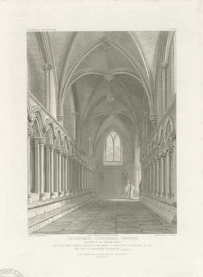 Lichfieldin katedraalin sisustus - Kapitaalitalon eteinen: kaiverrus, nd [c 1819] (painettu) tekijältä John Britton