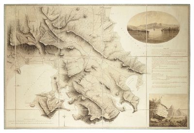 Suunnitelma English Harbourin ympäristöstä, Antigua, n.1782 (tussi ja tussi, segmentoitu ja taustoitettu) tekijältä John Brown