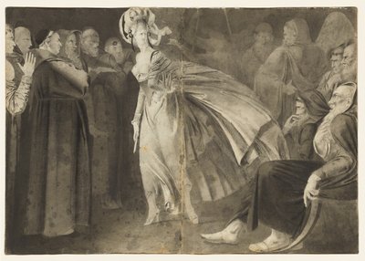 Nainen seisomassa veljien keskuudessa recto, n. 1770-1775. tekijältä John Brown