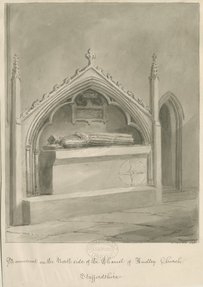 Audley Monuments - "Edward Vernon": seepiapiirros tekijältä John Buckler
