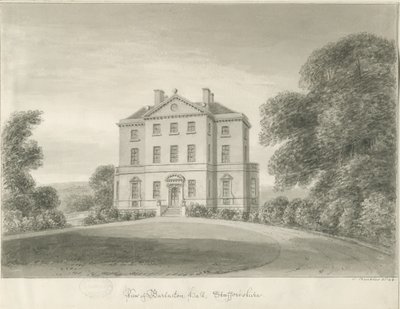 Barlaston Hall: seepiapiirustus tekijältä John Buckler