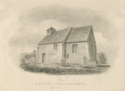 Bednallin kirkko: seepiapiirros, 1841 tekijältä John Buckler