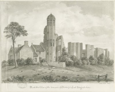 Biddulph Hall (vanha): seepiapiirustus tekijältä John Buckler