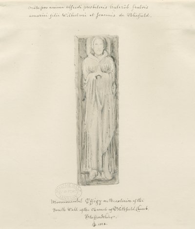 Blithfield Church - monumentaalinen hahmo: sävytetty piirustus, 1823 tekijältä John Buckler