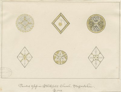 Blithfieldin kirkko - maalattua lasia: lyijykynäpiirroksia, 1823 tekijältä John Buckler