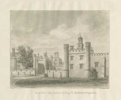 Blithfield Hall: seepiapiirustus tekijältä John Buckler