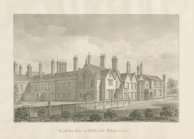 Blithfield Hall: seepiapiirustus tekijältä John Buckler
