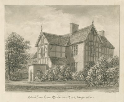 Burton-upon-Trent: Ordish Farm House: seepiapiirros, 1839 tekijältä John Buckler