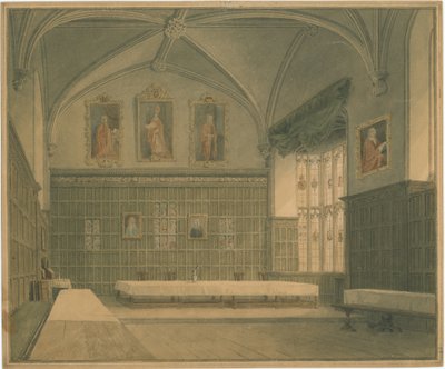 Cambridgeshire - Hall in [?Jesus] College - Sisäkuva, 1818 tekijältä John Buckler