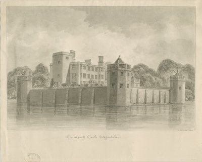 Caverswall Castle: seepiapiirros tekijältä John Buckler