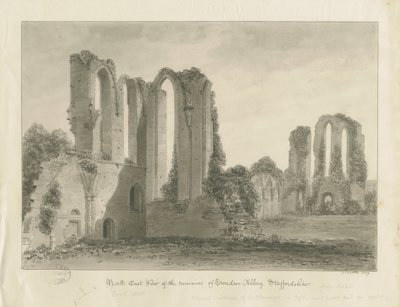 Croxden Abbey: seepiapiirustus tekijältä John Buckler