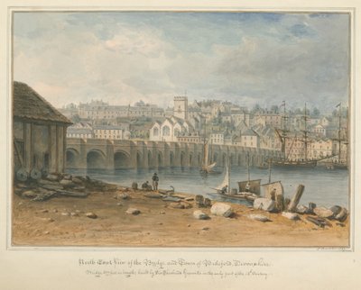 Devonshire - Bideford - Bridge and Town, 1827 tekijältä John Buckler