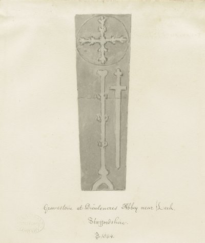 Dieulacres Abbey: seepiapiirustus tekijältä John Buckler