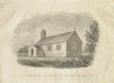 Eccleshall - Cotes Heath Chapel: seepiapiirros, nd [c 1843] (piirustus) tekijältä John Buckler