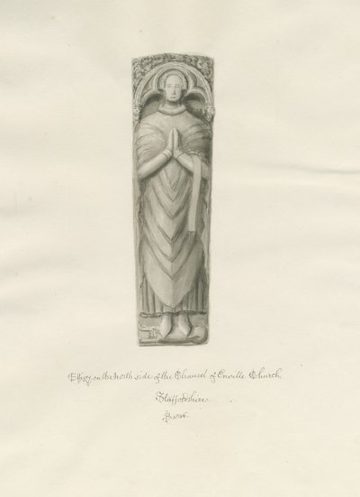 Enville Church - Effigy: seepiapiirustus tekijältä John Buckler