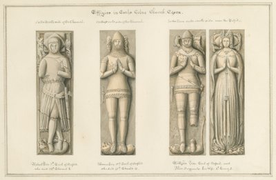 Essex - Earls Colne Church - Kuvat: seepiapiirustus, 1824 tekijältä John Buckler