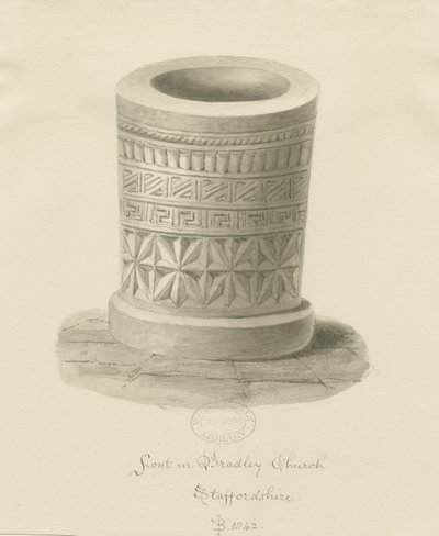 Fontti Bradley Churchissa: seepiapiirros, 1842 tekijältä John Buckler