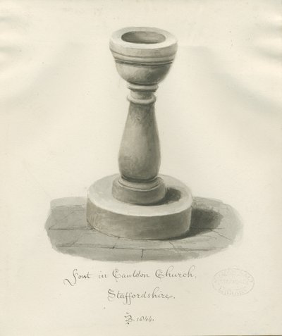 Font Cauldon Churchissa: seepiapiirros tekijältä John Buckler