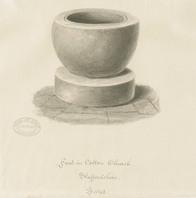 Fontti Colton Churchissa: seepiapiirros, 1842 tekijältä John Buckler