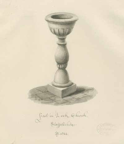 Fontti Purjokirkossa: seepiapiirros, 1844 tekijältä John Buckler
