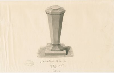 Fontti Wetton Churchissa: seepiapiirros, 1839 tekijältä John Buckler