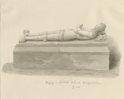Gnosall Church - Effigy: pesupiirustus tekijältä John Buckler