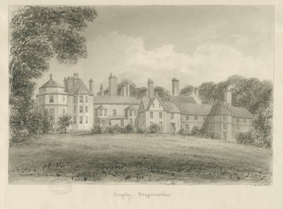 Hagley Hall: seepiapiirustus, 1814 tekijältä John Buckler