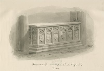 Hamstall Ridware Church - Muistomerkki: seepiapesupiirros, 1839 tekijältä John Buckler