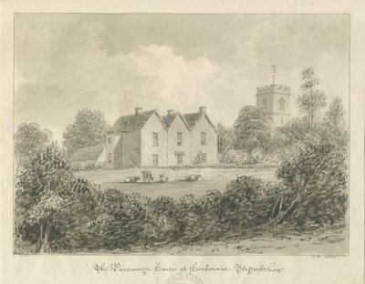 Harborne - Pappilankoti: seepiapiirros, 1833 tekijältä John Buckler