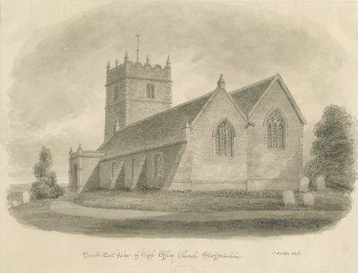 High Offley Church: seepiapiirros tekijältä John Buckler