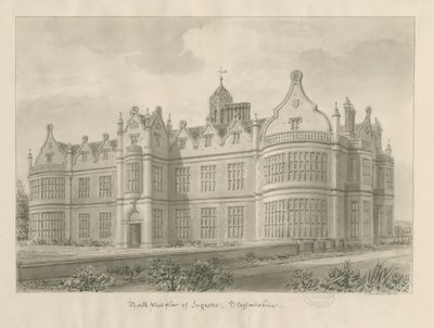 Ingestre Hall: seepiapiirustus tekijältä John Buckler