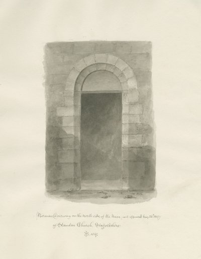 Standonin kirkon sisätilat: seepiapiirustus, 24.5.1847 (piirustus) tekijältä John Buckler