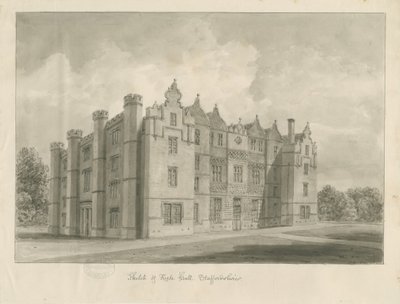 Keele Hall: seepiapiirustus tekijältä John Buckler