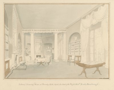 Kent - Bromley Hill - Kirjaston olohuoneen sisustus, 1816 tekijältä John Buckler