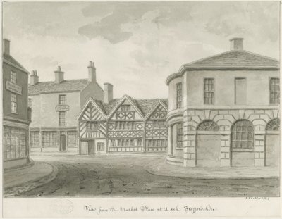 Leek Town - Market Place: seepiapiirros tekijältä John Buckler