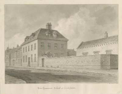 Lichfield - Grammar School: seepiapiirustus tekijältä John Buckler