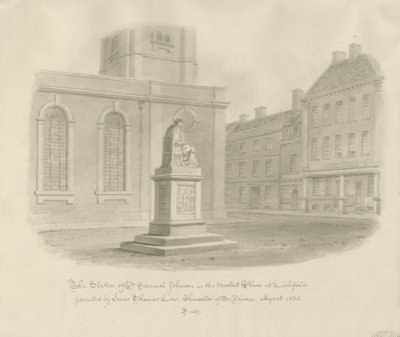 Lichfield - Market Place: seepiapiirros tekijältä John Buckler