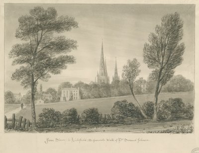 Lichfield - Stowe: seepiapiirustus tekijältä John Buckler