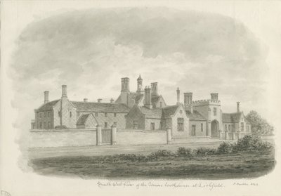 Lichfield - Union Workhouse: seepiapiirustus tekijältä John Buckler