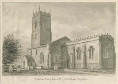 Mayfield Church: seepiapiirros, 1839 tekijältä John Buckler