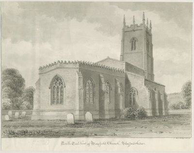 Mayfield Church: seepiapiirros, 1844 tekijältä John Buckler