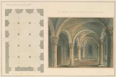 Oxfordshire - Oxford - Pyhän Pietarin krypta itäkirkossa, 1803 tekijältä John Buckler